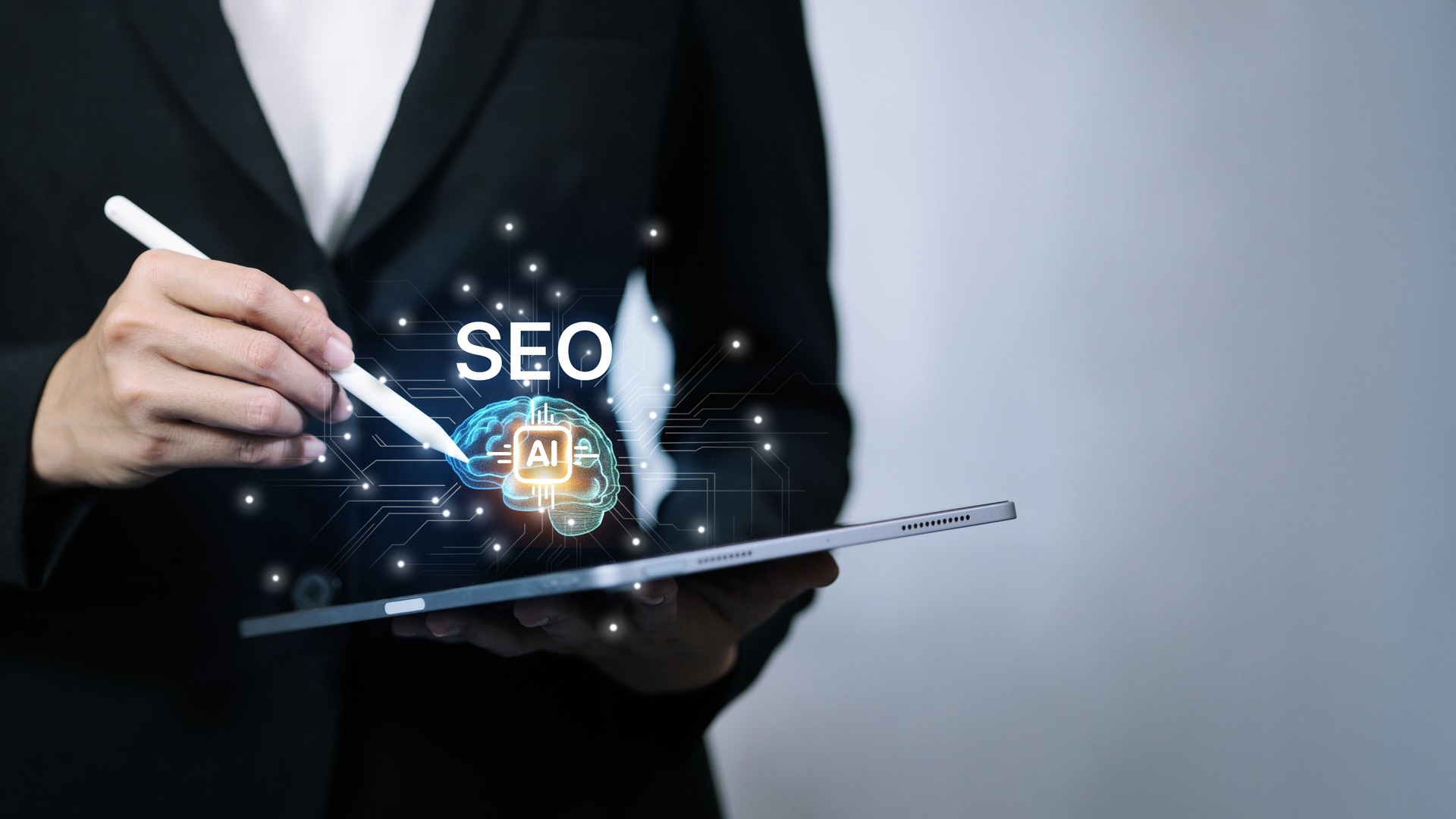 AI SEO optimization with digital marketing technology and smart analytics